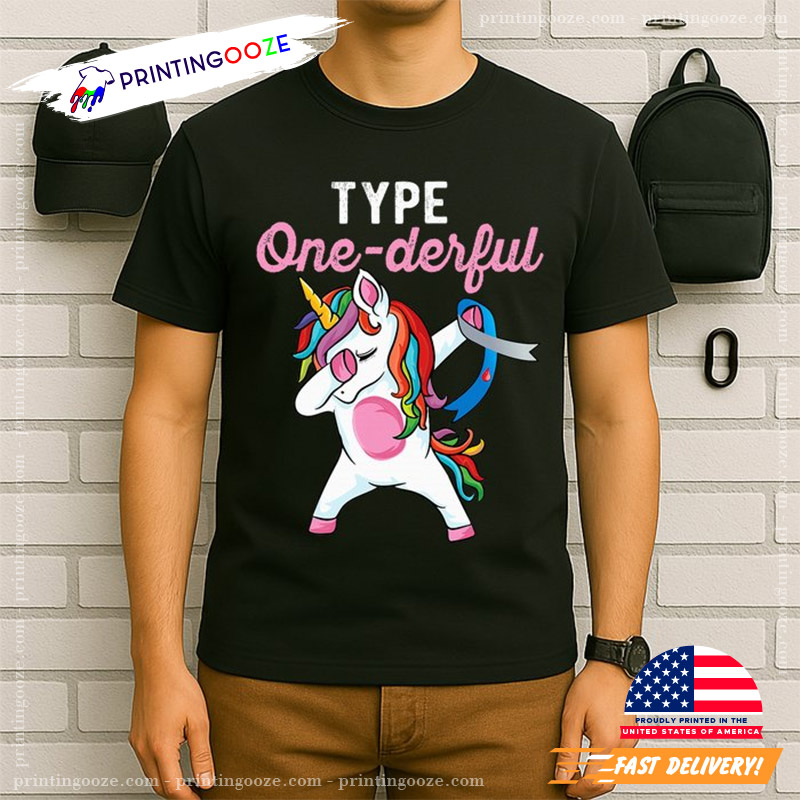 Type Onederful Dabbing Unicorn Diabetes Awareness Tee Type Onederful Dabbing Unicorn Diabetes Awareness Tee