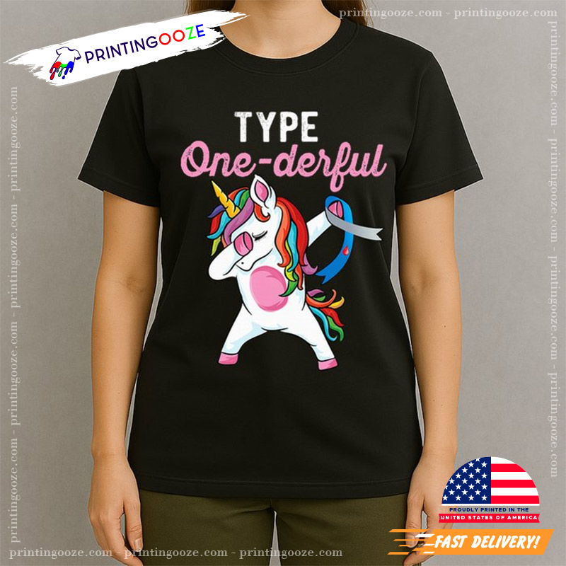 Type Onederful Dabbing Unicorn Diabetes Awareness Tee Type Onederful Dabbing Unicorn Diabetes Awareness Tee