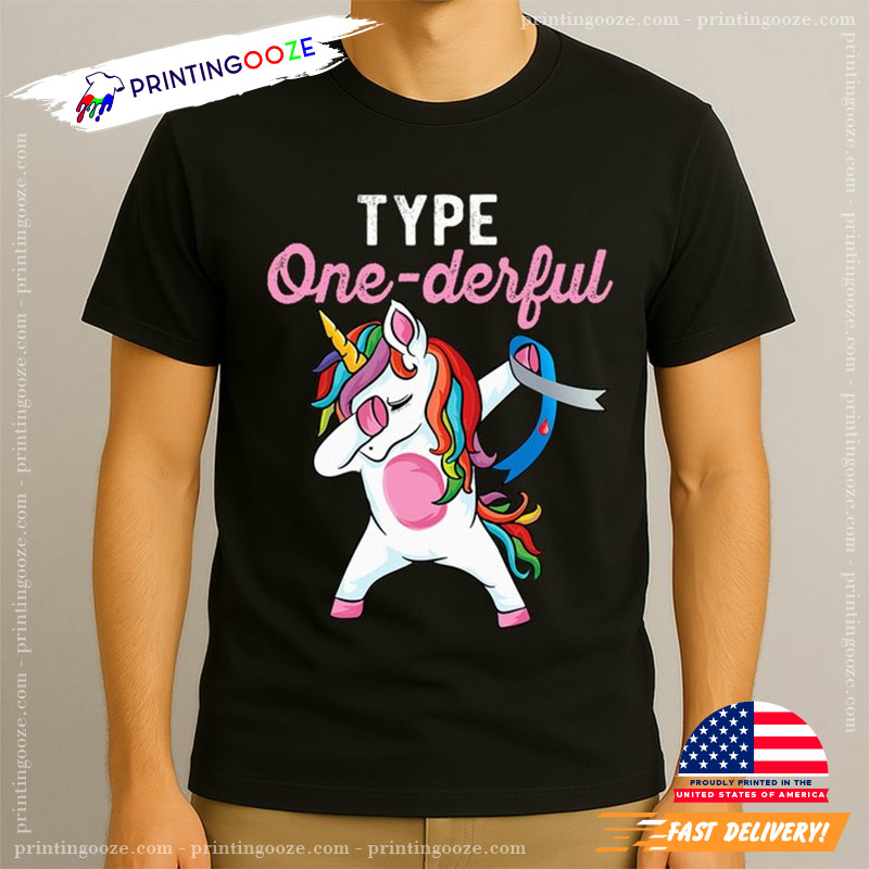 Type Onederful Dabbing Unicorn Diabetes Awareness Tee Type Onederful Dabbing Unicorn Diabetes Awareness Tee