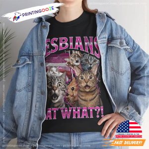 Vintage Lesbians Eat What Funny Cat T shirt 2