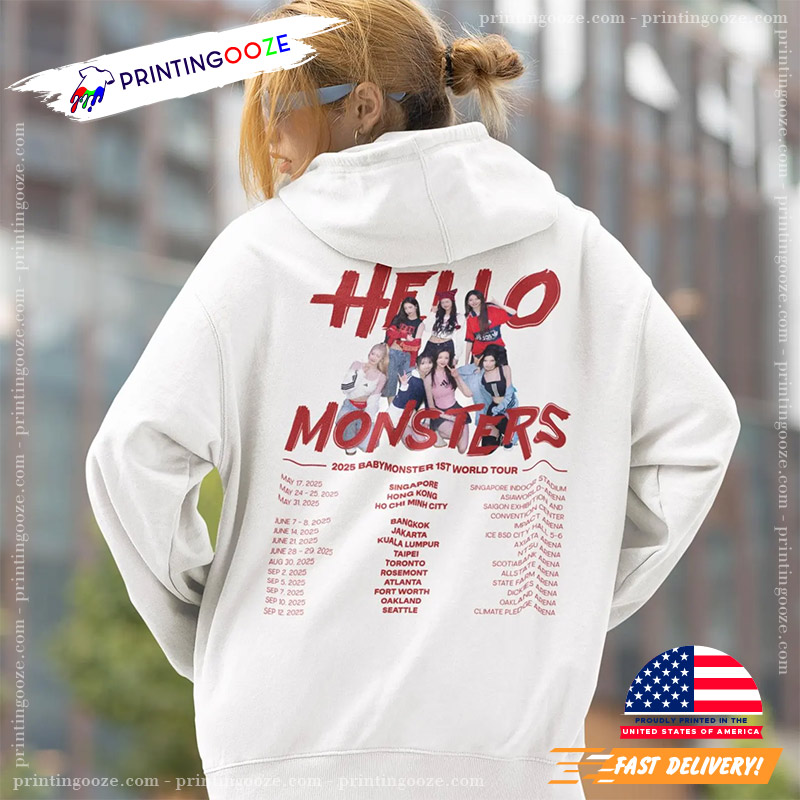 2025 BABYMONSTER 1ST World Tour Dates 2-sided T-shirt 2025 BABYMONSTER 1ST World Tour Dates 2-sided T-shirt