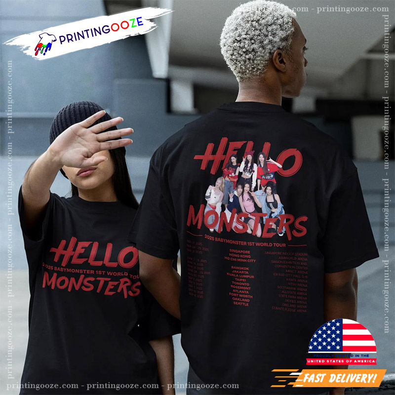 2025 BABYMONSTER 1ST World Tour Dates 2-sided T-shirt 2025 BABYMONSTER 1ST World Tour Dates 2-sided T-shirt