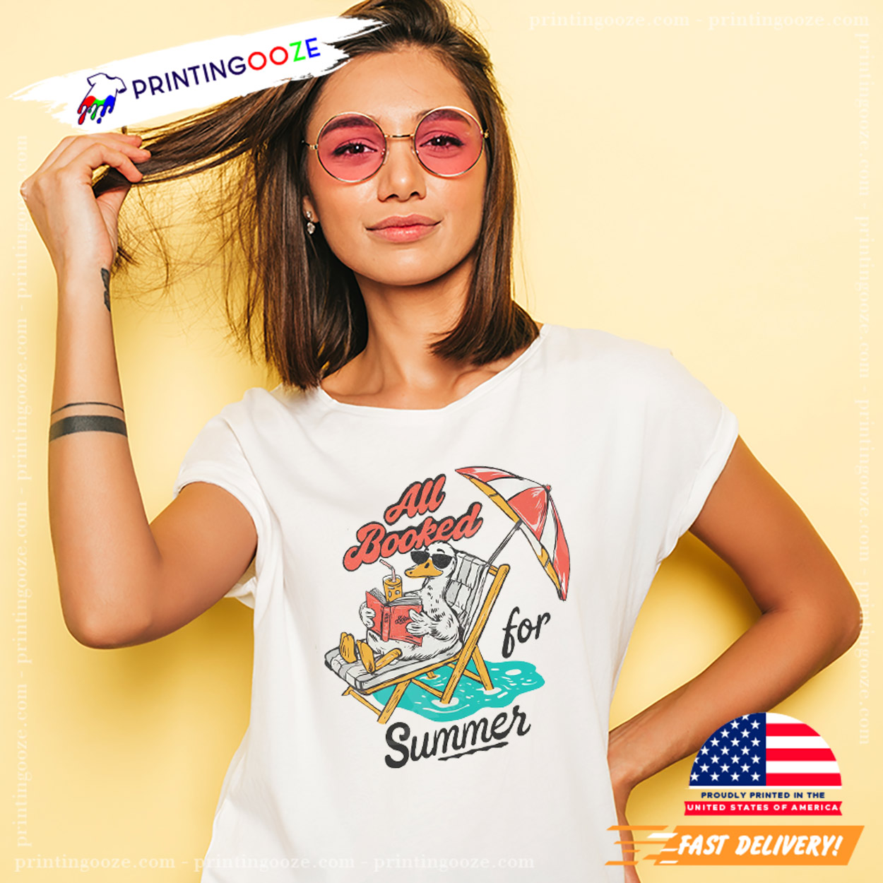 All Booked For Summer, Bookish Duck Vacation T-shirt All Booked For Summer, Bookish Duck Vacation T-shirt