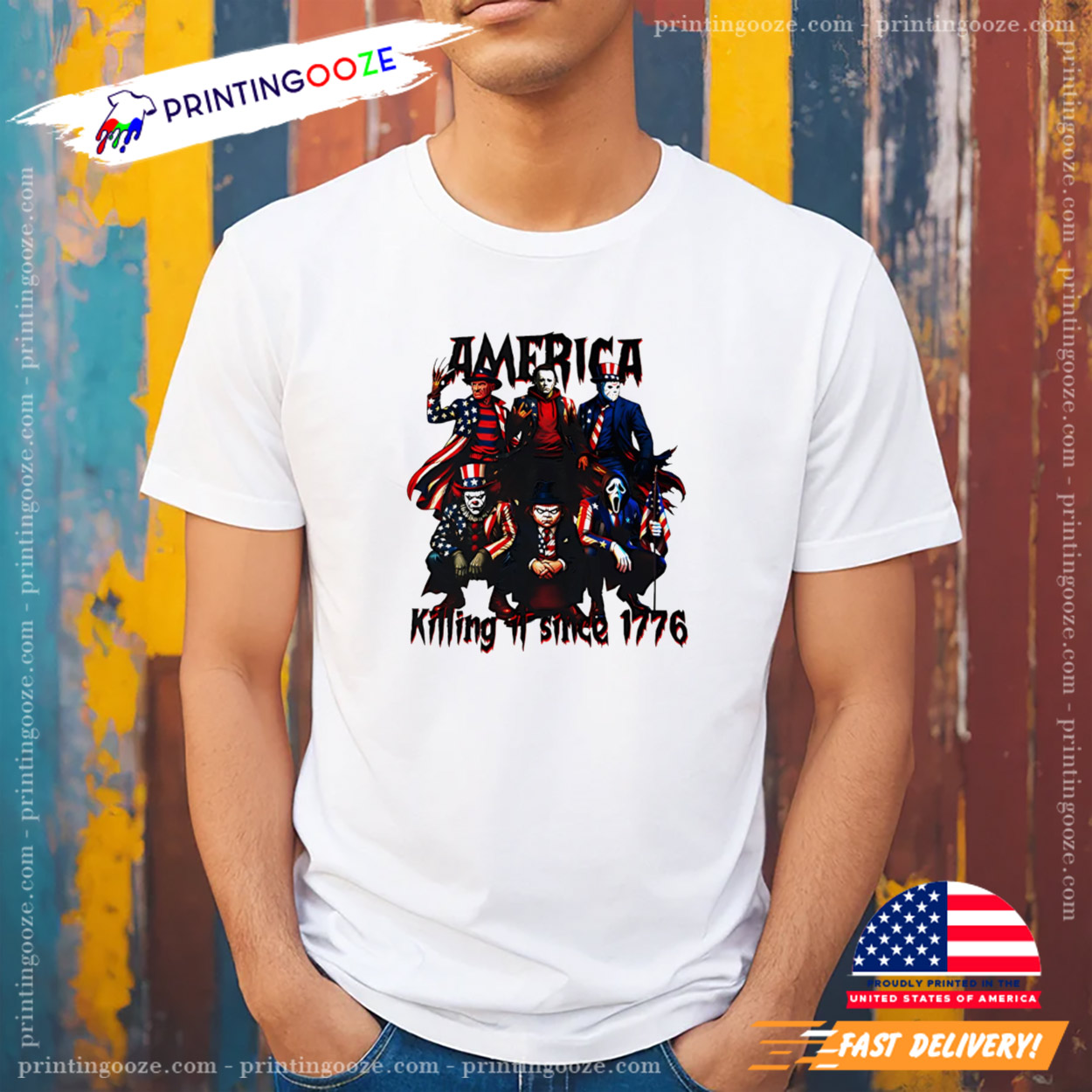 America Killin It Since 1776 Horror Characters 4th Of July T-shirt America Killin It Since 1776 Horror Characters 4th Of July T-shirt