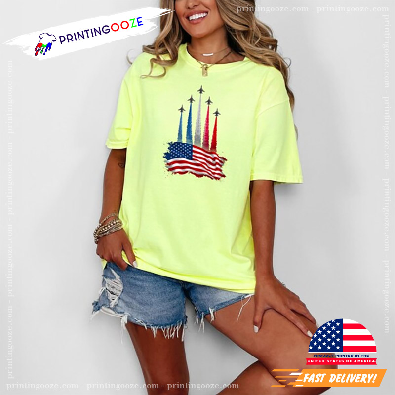 American Flag Jet Flyover Aviation Day Comfort Colors Tee American Flag Jet Flyover Aviation Day Comfort Colors Tee