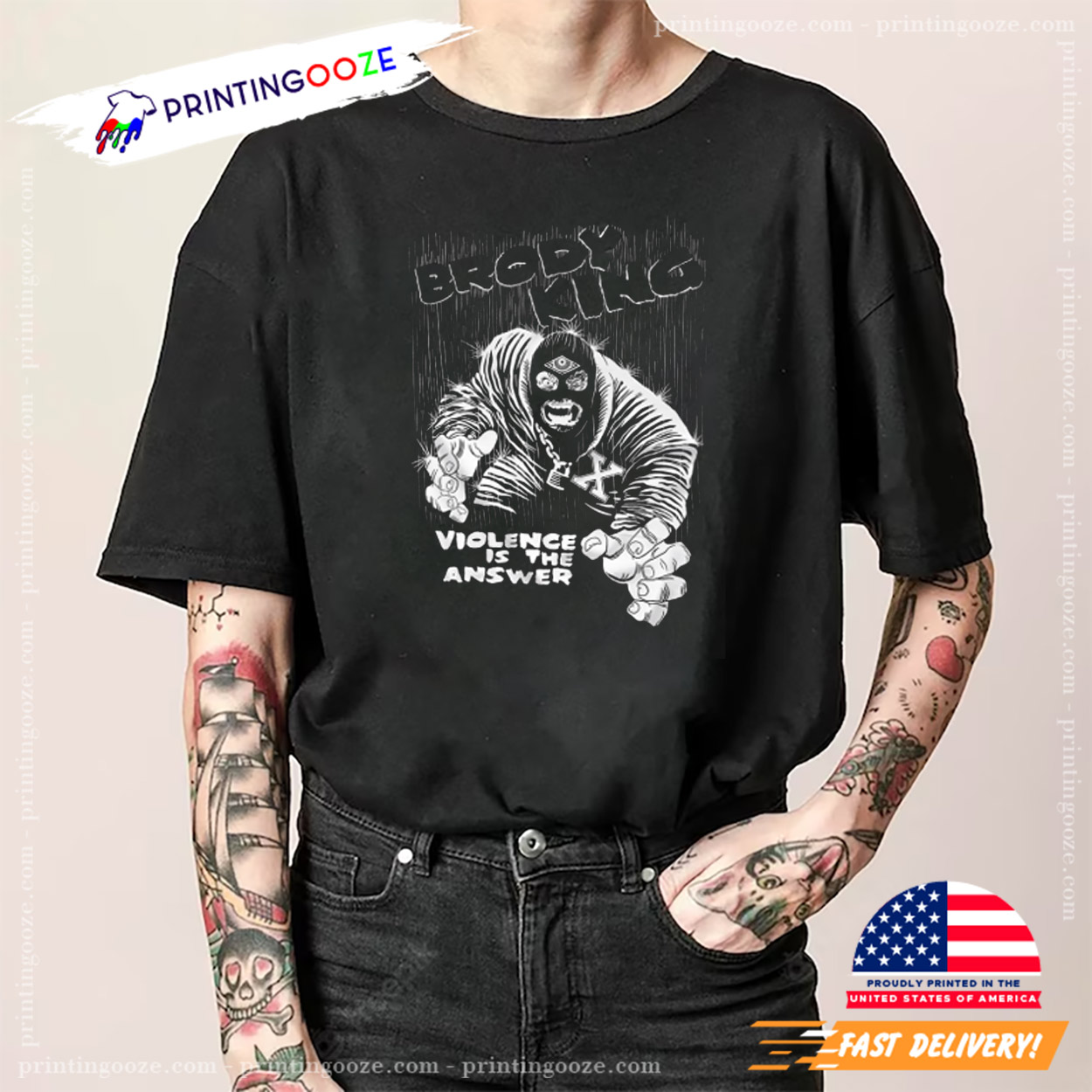 BRODY KING Violence Is The Answer Shirt BRODY KING Violence Is The Answer Shirt