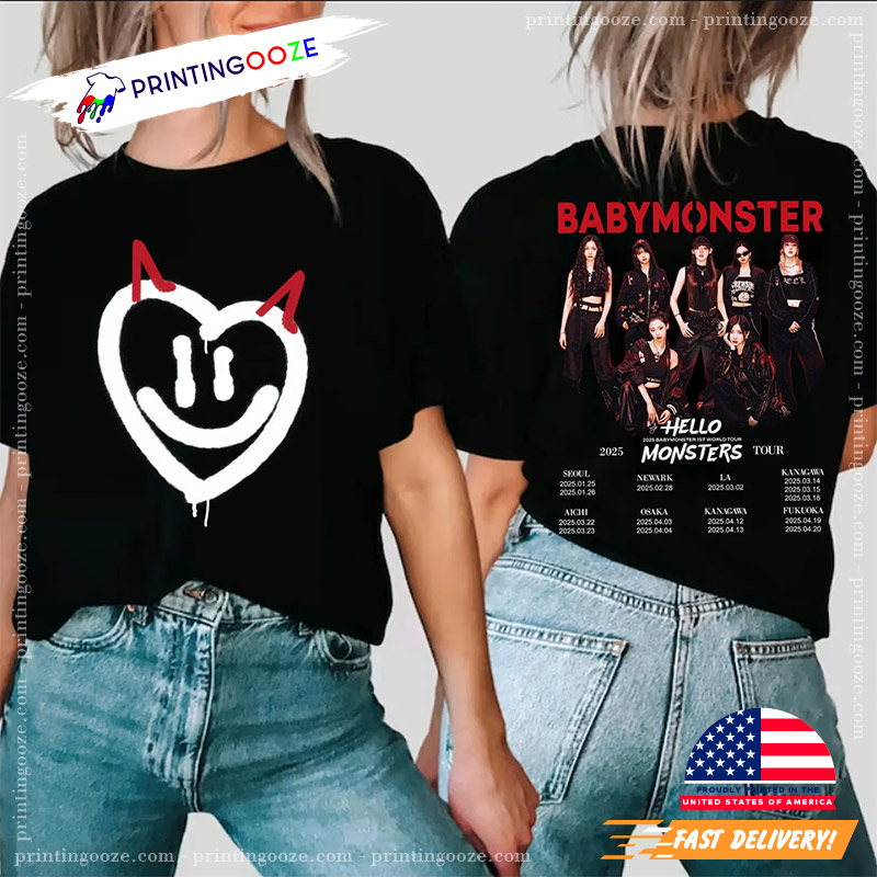 Babymonster Hello Monster World Tour 2025 Schedules 2 Sided shirt Babymonster Hello Monster World Tour 2025 Schedules 2 Sided shirt
