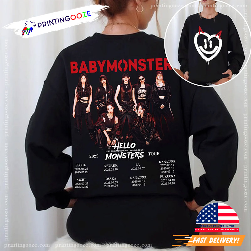 Babymonster Hello Monster World Tour 2025 Schedules 2 Sided shirt Babymonster Hello Monster World Tour 2025 Schedules 2 Sided shirt