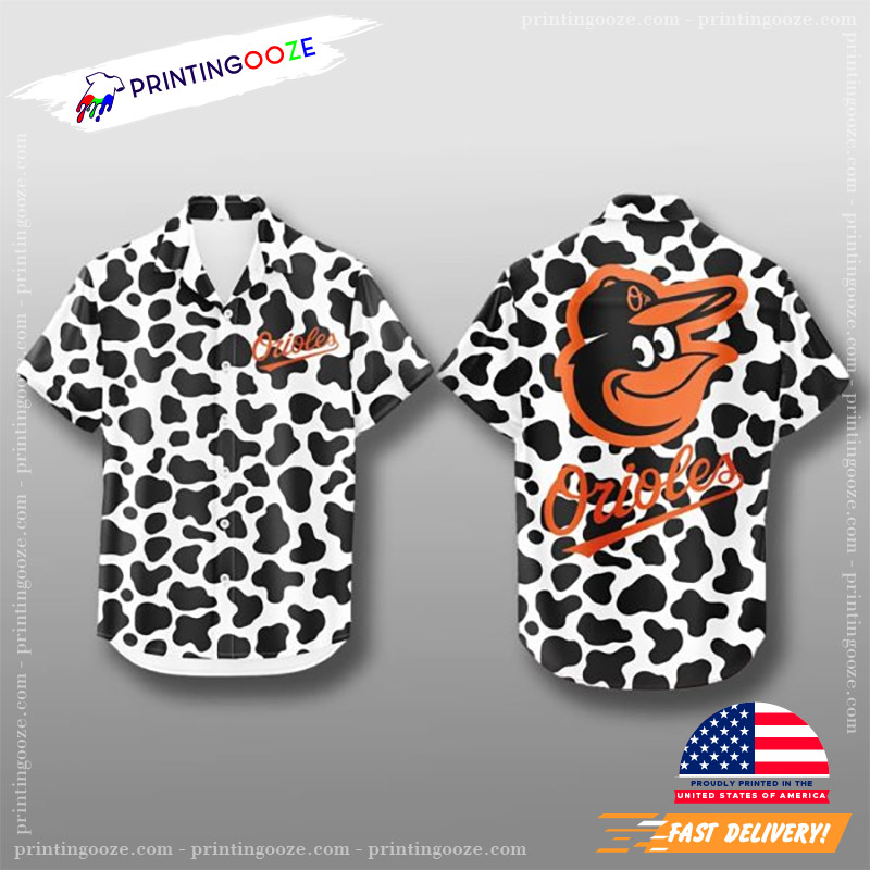 Baltimore Orioles Dairy Cow Motif Hawaiian Shirt Baltimore Orioles Dairy Cow Motif Hawaiian Shirt
