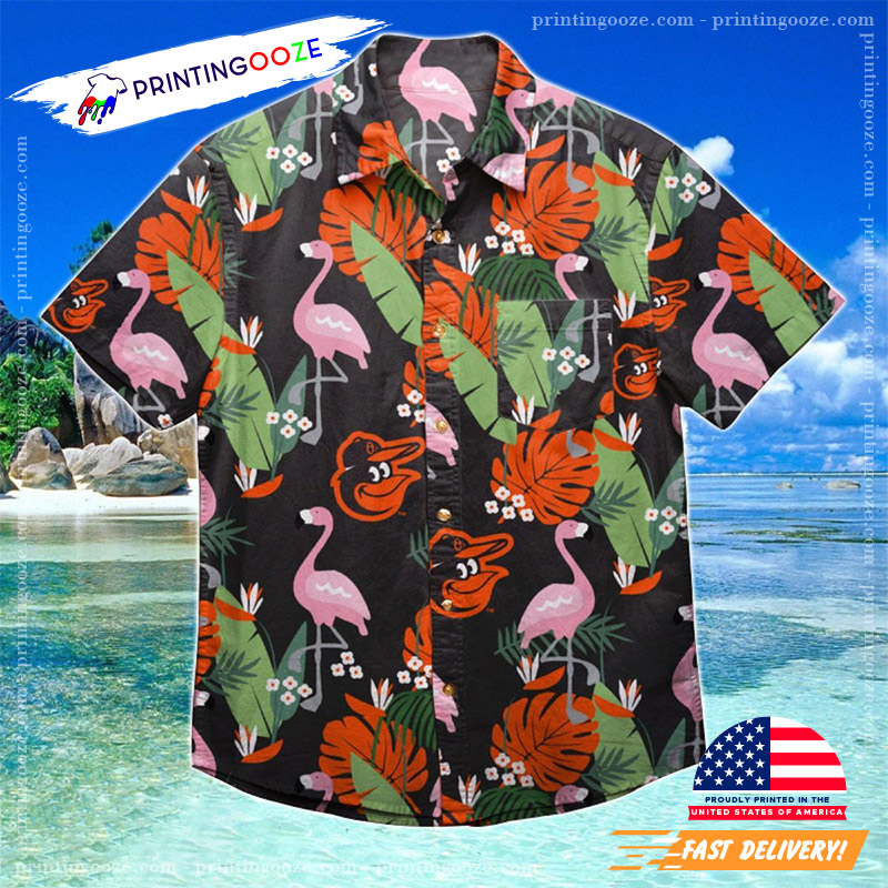 Baltimore Orioles Flamingos And Palm Trees MLB Hawaiian Shirt Baltimore Orioles Flamingos And Palm Trees MLB Hawaiian Shirt