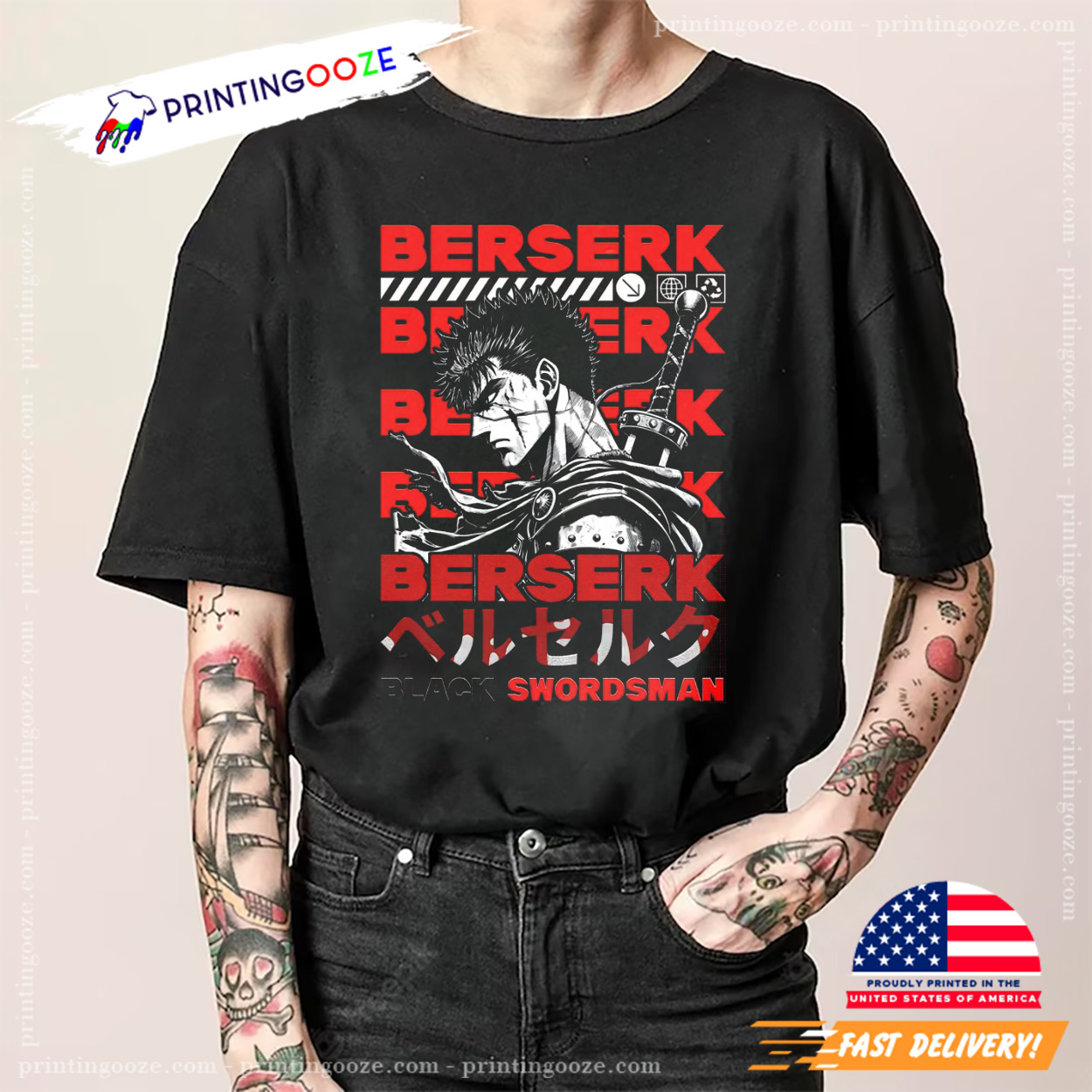 Berserk Black Swordsman Dark Fantasy Manga Shirt Berserk Black Swordsman Dark Fantasy Manga Shirt