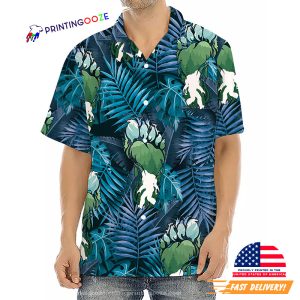 Bigfoot Footprint Palm Tree Hawaiian Shirt 1