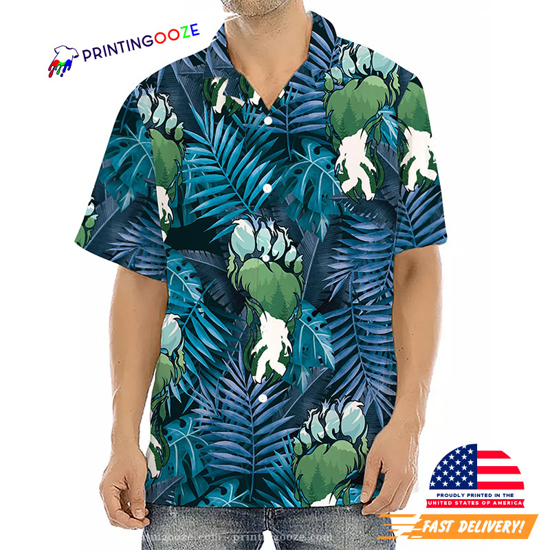 Bigfoot Footprint Palm Tree Hawaiian Shirt Bigfoot Footprint Palm Tree Hawaiian Shirt