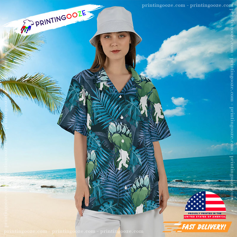 Bigfoot Footprint Palm Tree Hawaiian Shirt Bigfoot Footprint Palm Tree Hawaiian Shirt