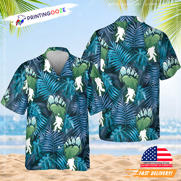 Bigfoot Footprint Palm Tree Hawaiian Shirt Bigfoot Footprint Palm Tree Hawaiian Shirt