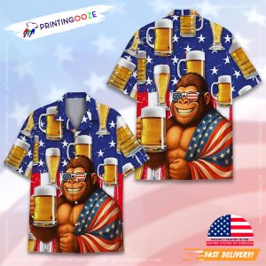 Bigfoot Love Beer Funny USA Beer Day Hawaiian Shirt 1
