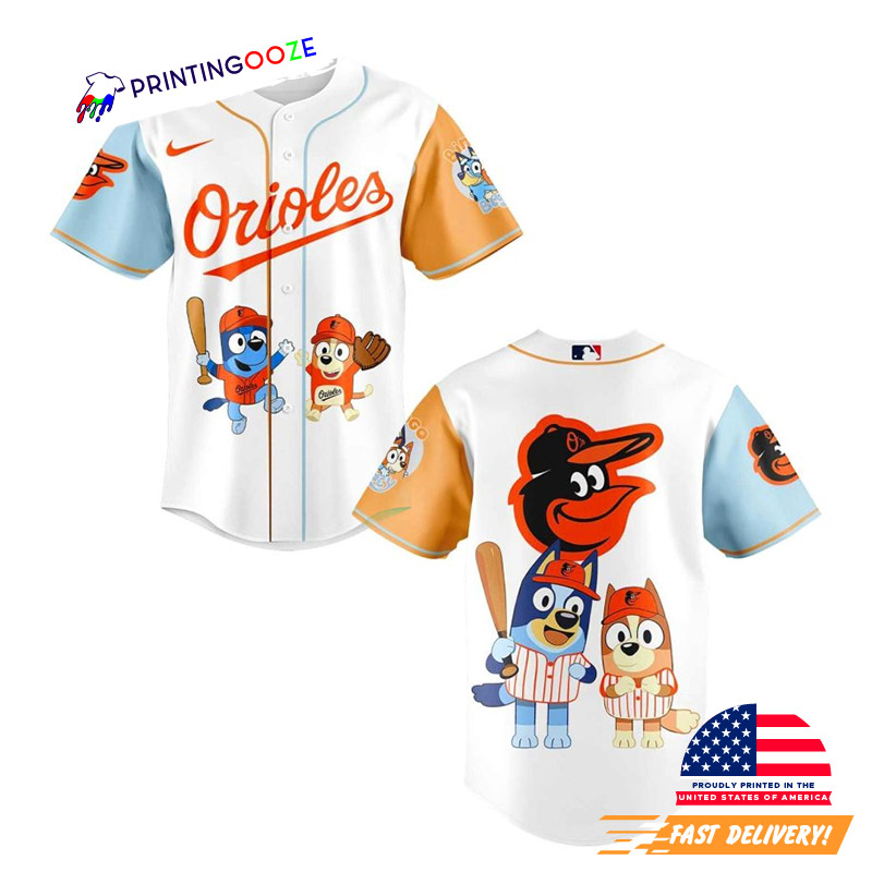 Bluey And Bingo Baltimore Orioles Baseball Jersey Bluey And Bingo Baltimore Orioles Baseball Jersey