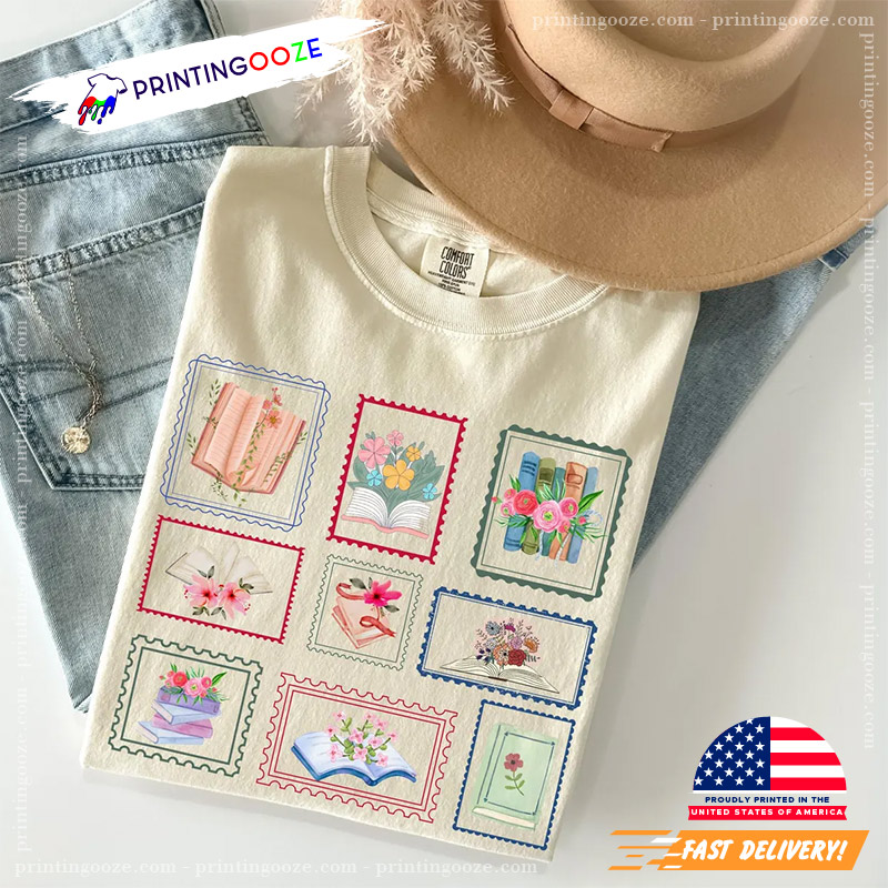 Book Lover Postage Stamp Comfort Colors Tee Book Lover Postage Stamp Comfort Colors Tee