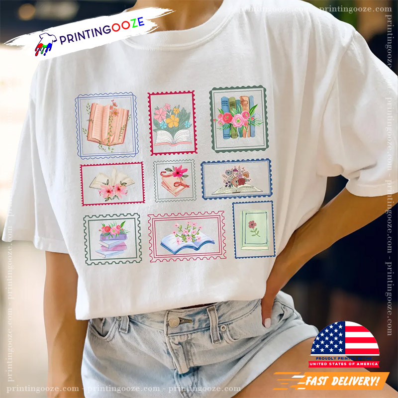 Book Lover Postage Stamp Comfort Colors Tee Book Lover Postage Stamp Comfort Colors Tee