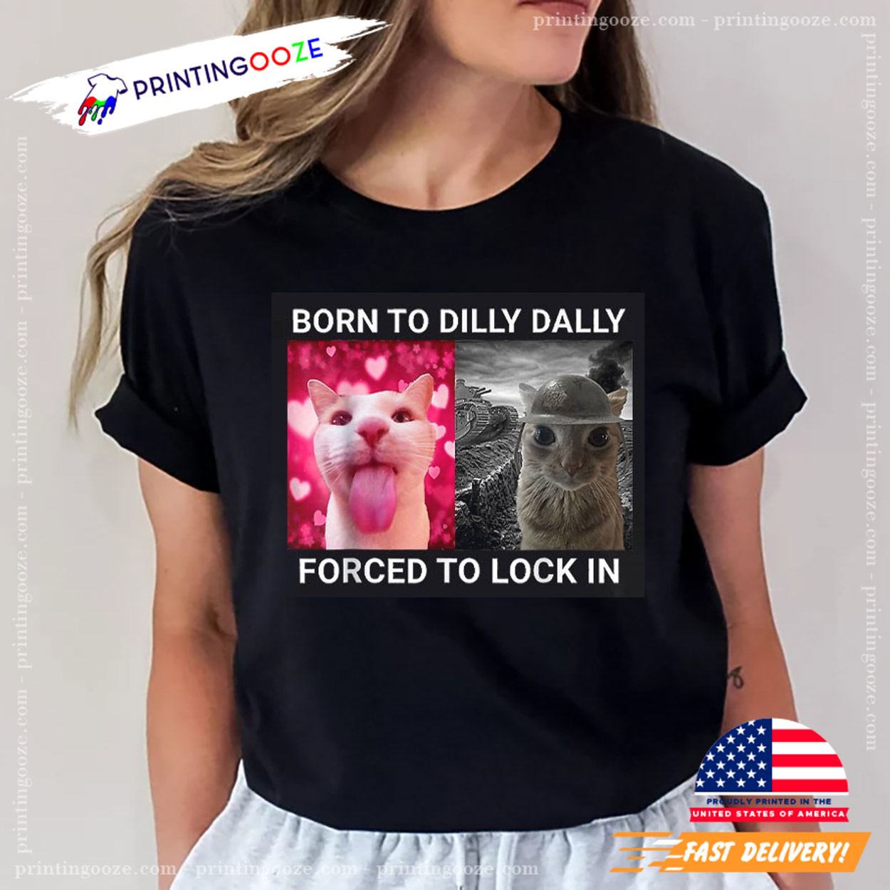 Born To Dilly Dally Forced To Lock In Cat Meme Shirt Born To Dilly Dally Forced To Lock In Cat Meme Shirt