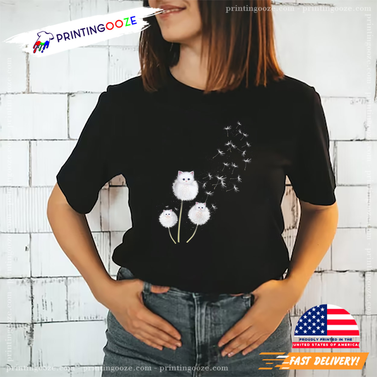 Cat Dandelion Adorable Tee Cat Dandelion Adorable Tee
