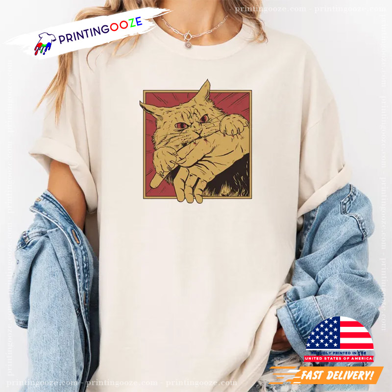 Creepy Cat Bite Hand Japanese Horror Anime Comfort Colors Tee Creepy Cat Bite Hand Japanese Horror Anime Comfort Colors Tee
