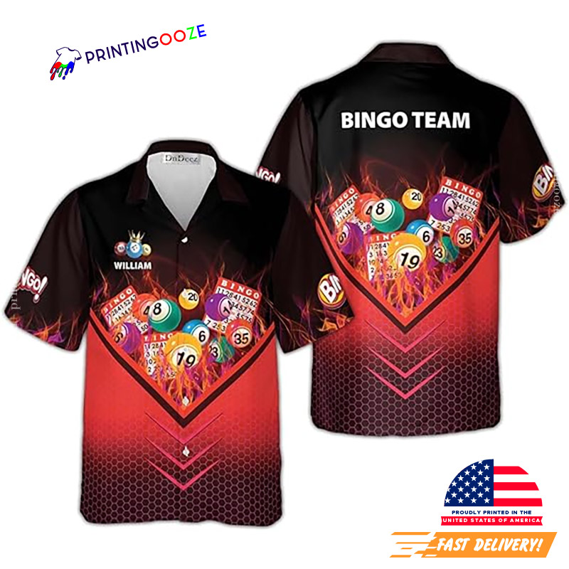 Custom Bingo On Fire Lucky Number Hawaiian Shirt Custom Bingo On Fire Lucky Number Hawaiian Shirt