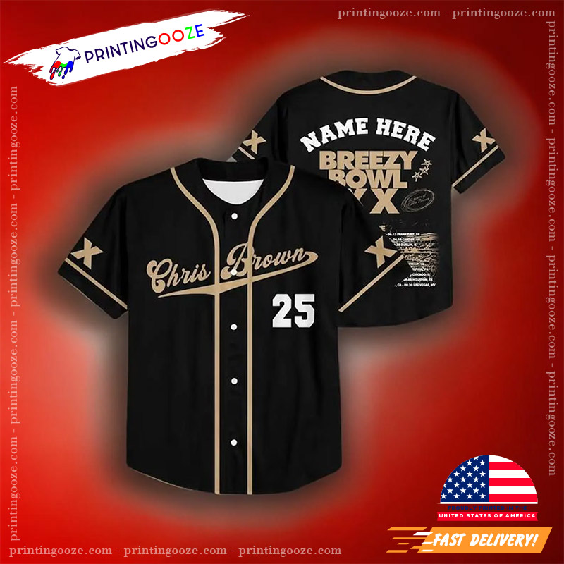 Custom Chris Breezy Breezy Bowl XX Tour Dates Baseball Jersey Custom Chris Breezy Breezy Bowl XX Tour Dates Baseball Jersey