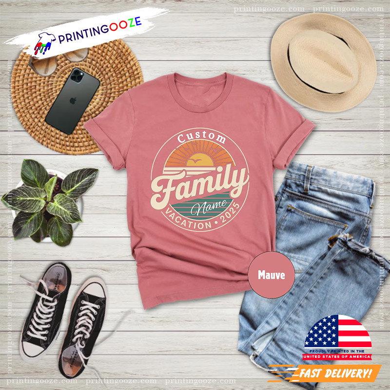 Custom Family Vacation 2025 Sunset On Beach Shirt Custom Family Vacation 2025 Sunset On Beach Shirt