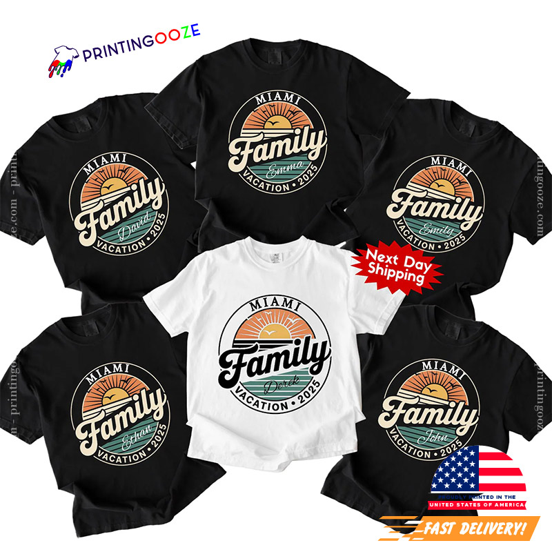 Custom Family Vacation 2025 Sunset On Beach Shirt Custom Family Vacation 2025 Sunset On Beach Shirt