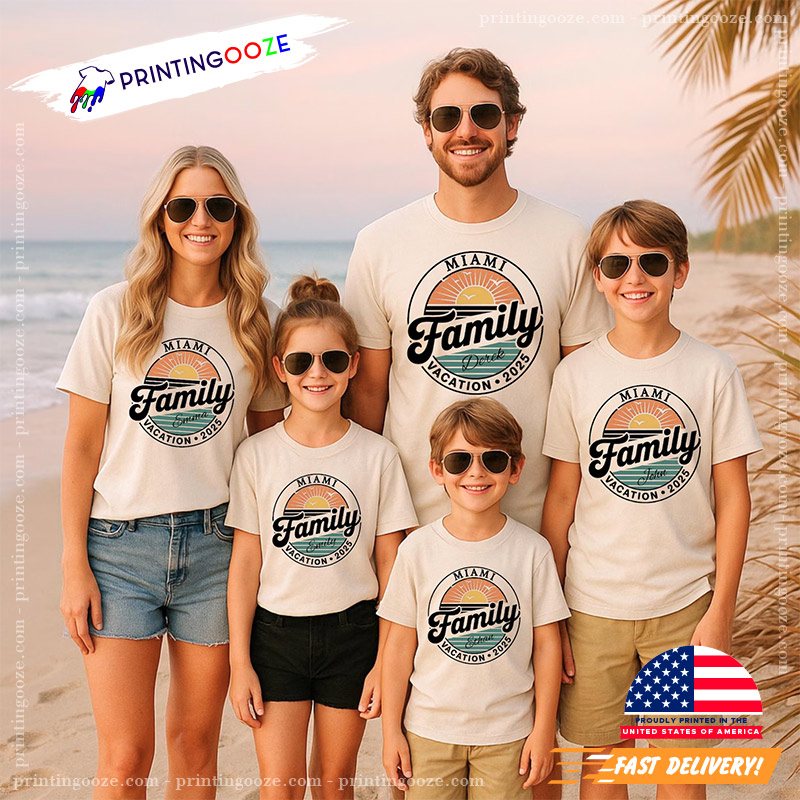 Custom Family Vacation 2025 Sunset On Beach Shirt Custom Family Vacation 2025 Sunset On Beach Shirt