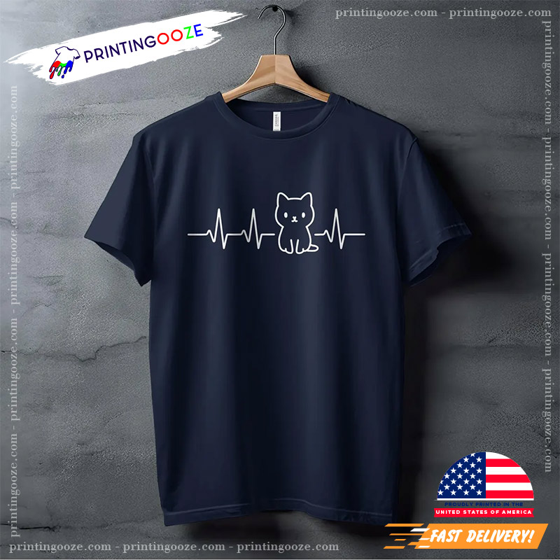 Cute Cat Heartbeat Pet T-shirt Cute Cat Heartbeat Pet T-shirt