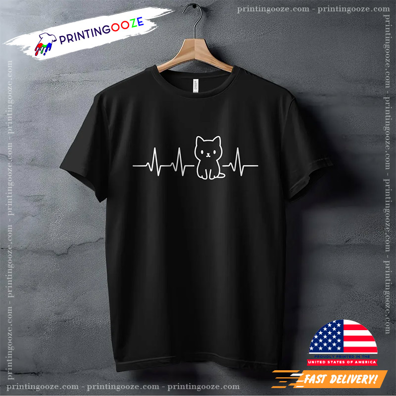 Cute Cat Heartbeat Pet T-shirt Cute Cat Heartbeat Pet T-shirt