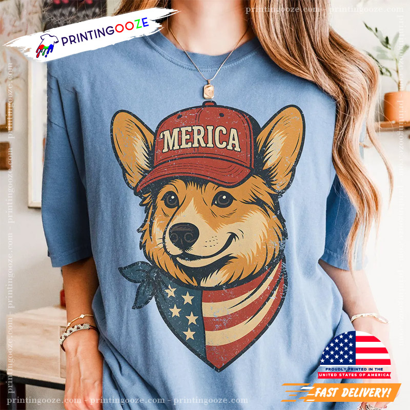 Cute Corgi Merica Happy Patriot Day Comfort Colors Tee Cute Corgi Merica Happy Patriot Day Comfort Colors Tee