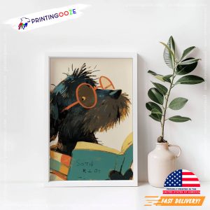 Cute Dog Reading A Book Poster