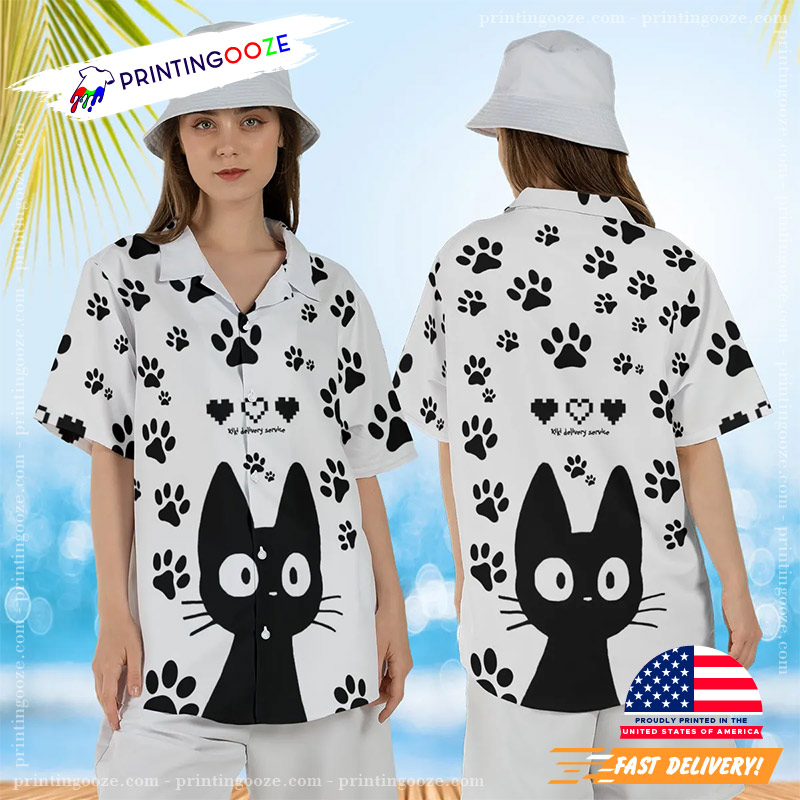 Cute Jiji Kiki's Delivery Service Ghibli Hawaiian Shirt Cute Jiji Kiki's Delivery Service Ghibli Hawaiian Shirt