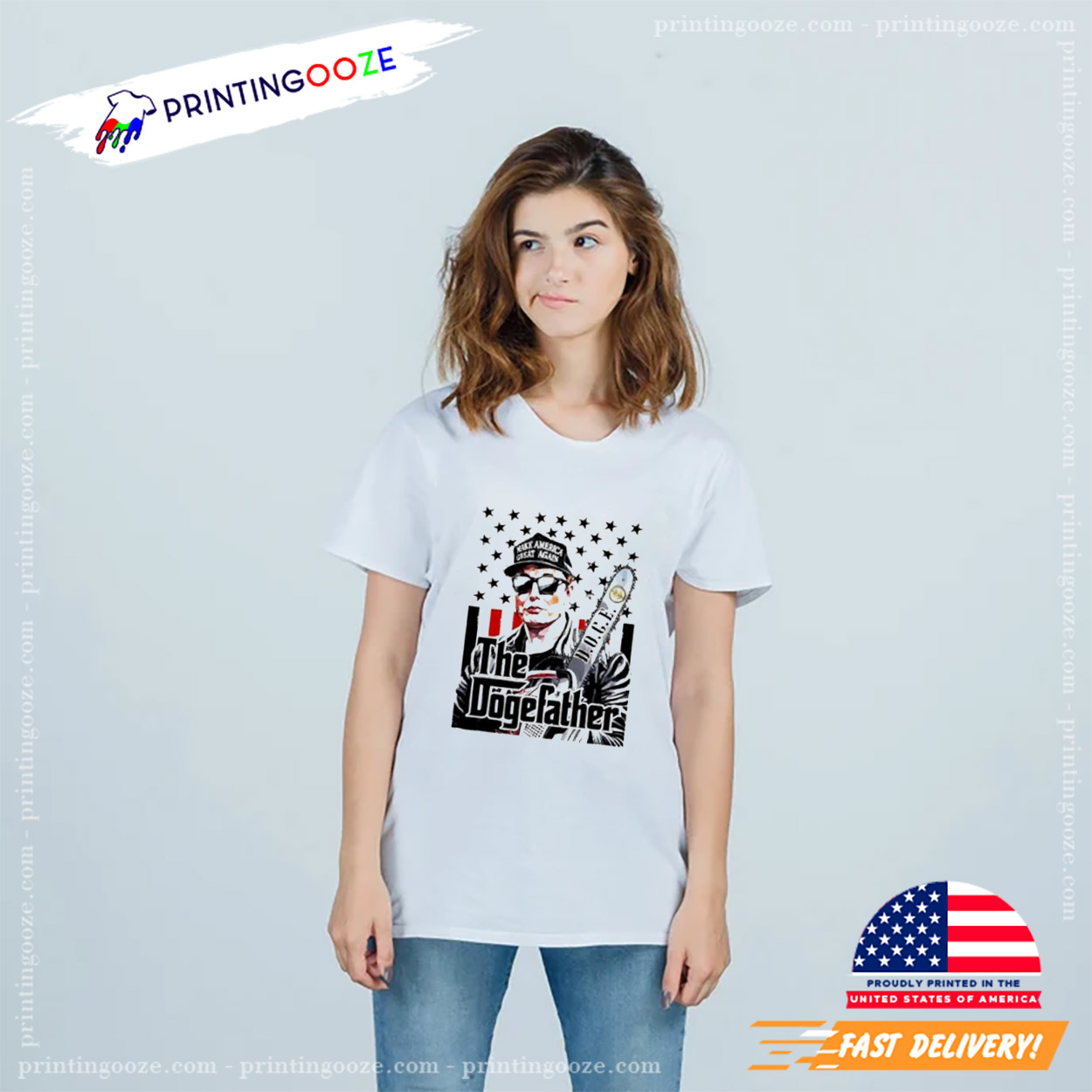 Elon Musk Doge The Dogefather Chainsaw Graphic T-shirt Elon Musk Doge The Dogefather Chainsaw Graphic T-shirt