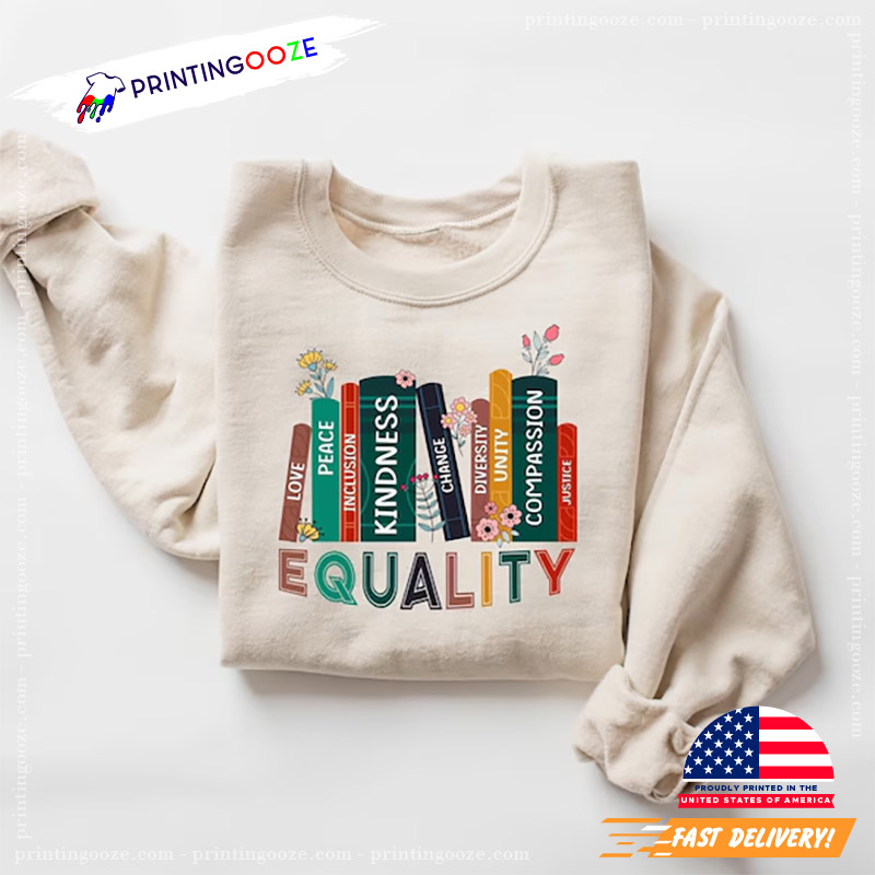 Equal Rights Book Flower Womens Equality Day Shirt Equal Rights Book Flower Womens Equality Day Shirt