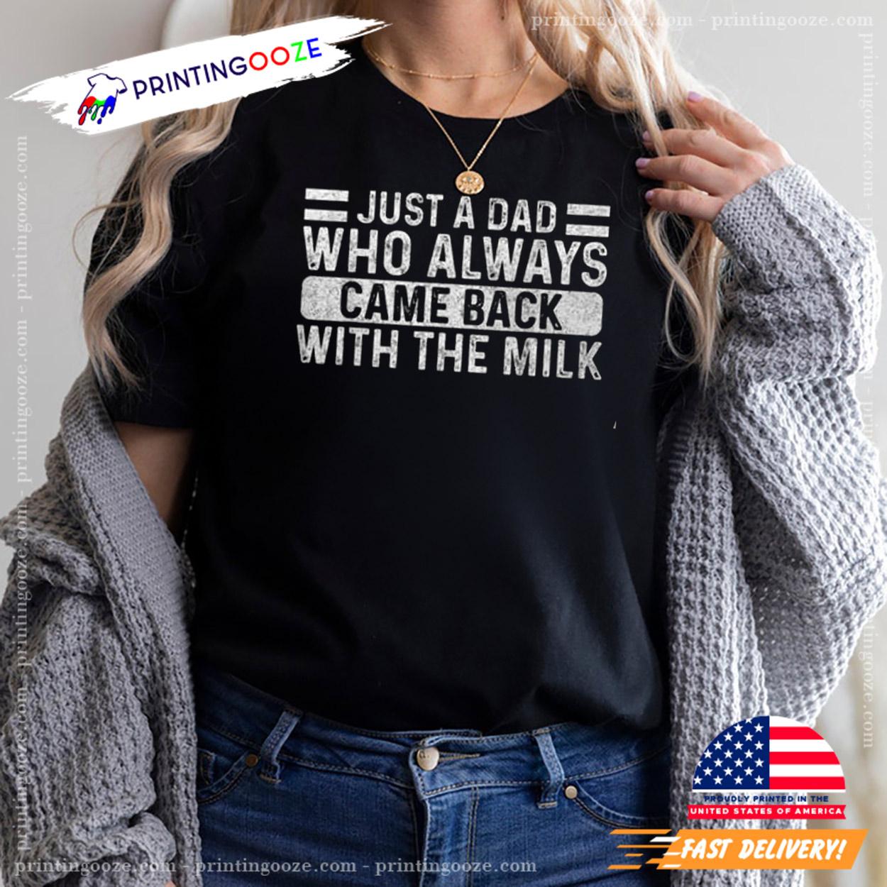 Father's Day Just A Dad Who Always Came Back With The Milk T-shirt Father's Day Just A Dad Who Always Came Back With The Milk T-shirt