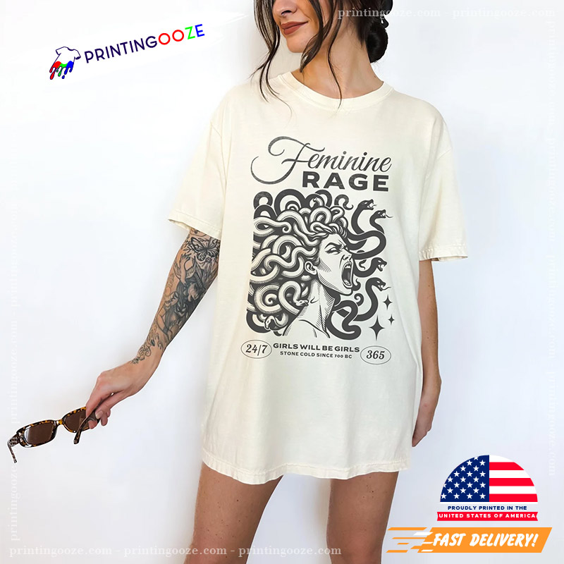Feminine Rage Medusa Greek Mythology Comfort Color Tee Feminine Rage Medusa Greek Mythology Comfort Color Tee