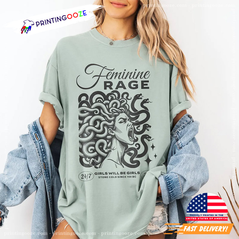 Feminine Rage Medusa Greek Mythology Comfort Color Tee Feminine Rage Medusa Greek Mythology Comfort Color Tee