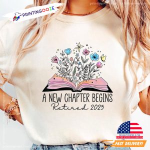 Floral Book A New Chapter Begins Retired 2025 New Life Comfort Colors T shirt 1