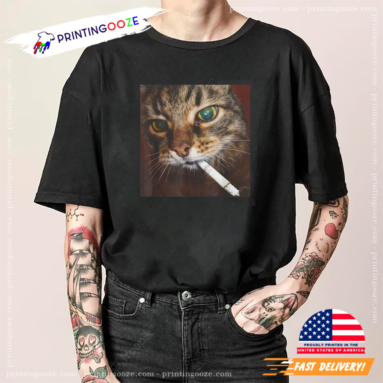 Funny Smoking Cat Meme T-Shirt Funny Smoking Cat Meme T-Shirt