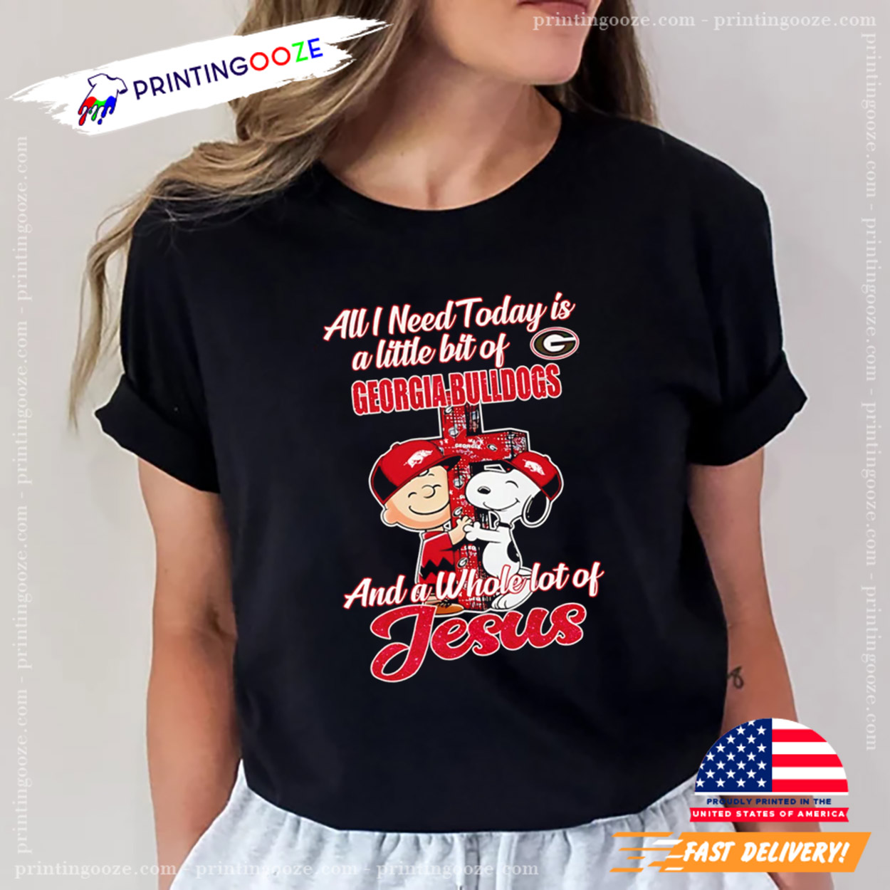 Georgia Bulldogs And Jesus Peanuts And Snoopy T-shirt Georgia Bulldogs And Jesus Peanuts And Snoopy T-shirt