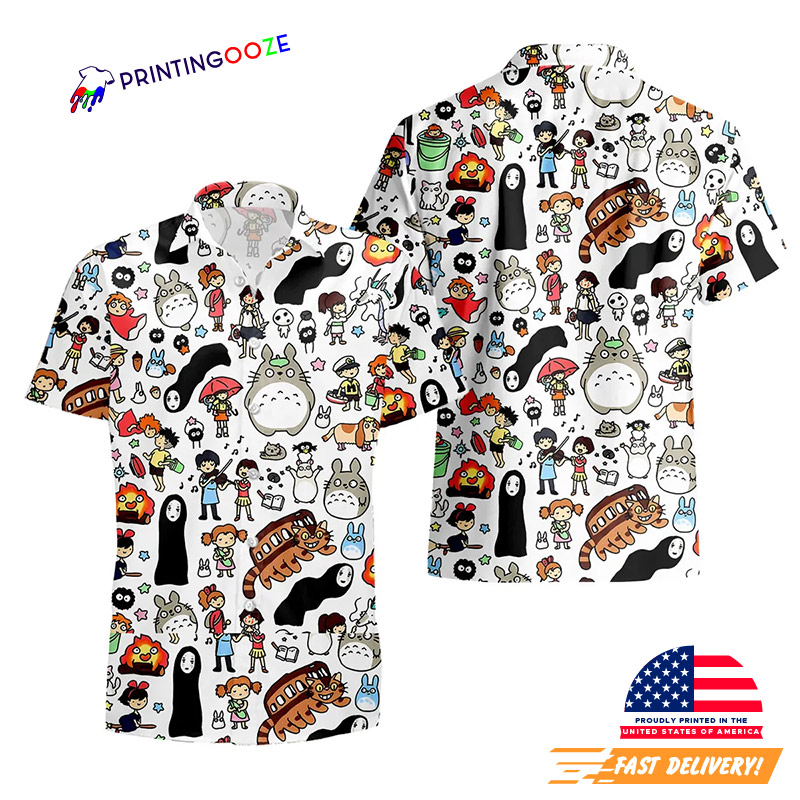 Ghibli Characters Doodle Hawaiian Shirt Ghibli Characters Doodle Hawaiian Shirt