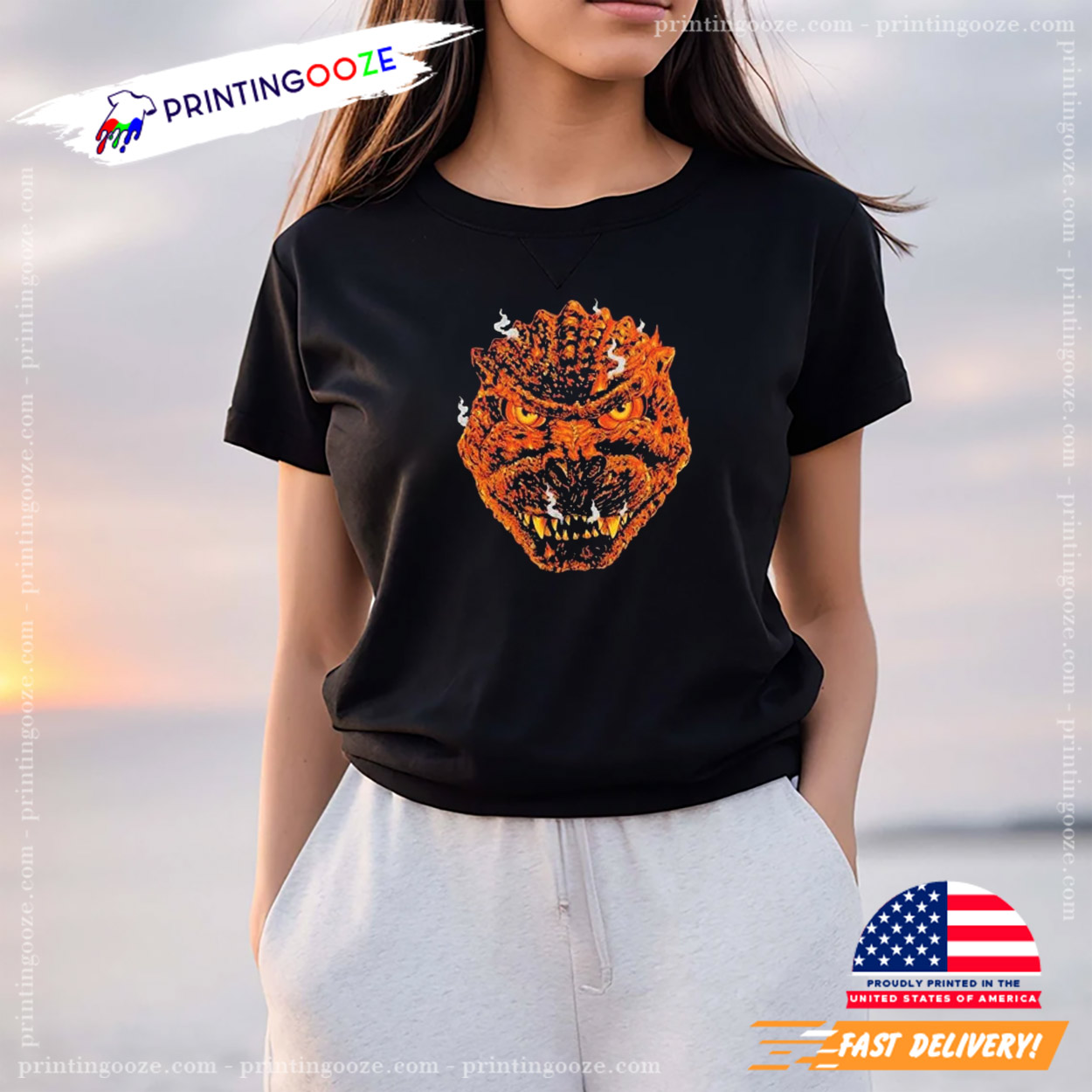 Godzilla Burning Face Tee Godzilla Burning Face Tee