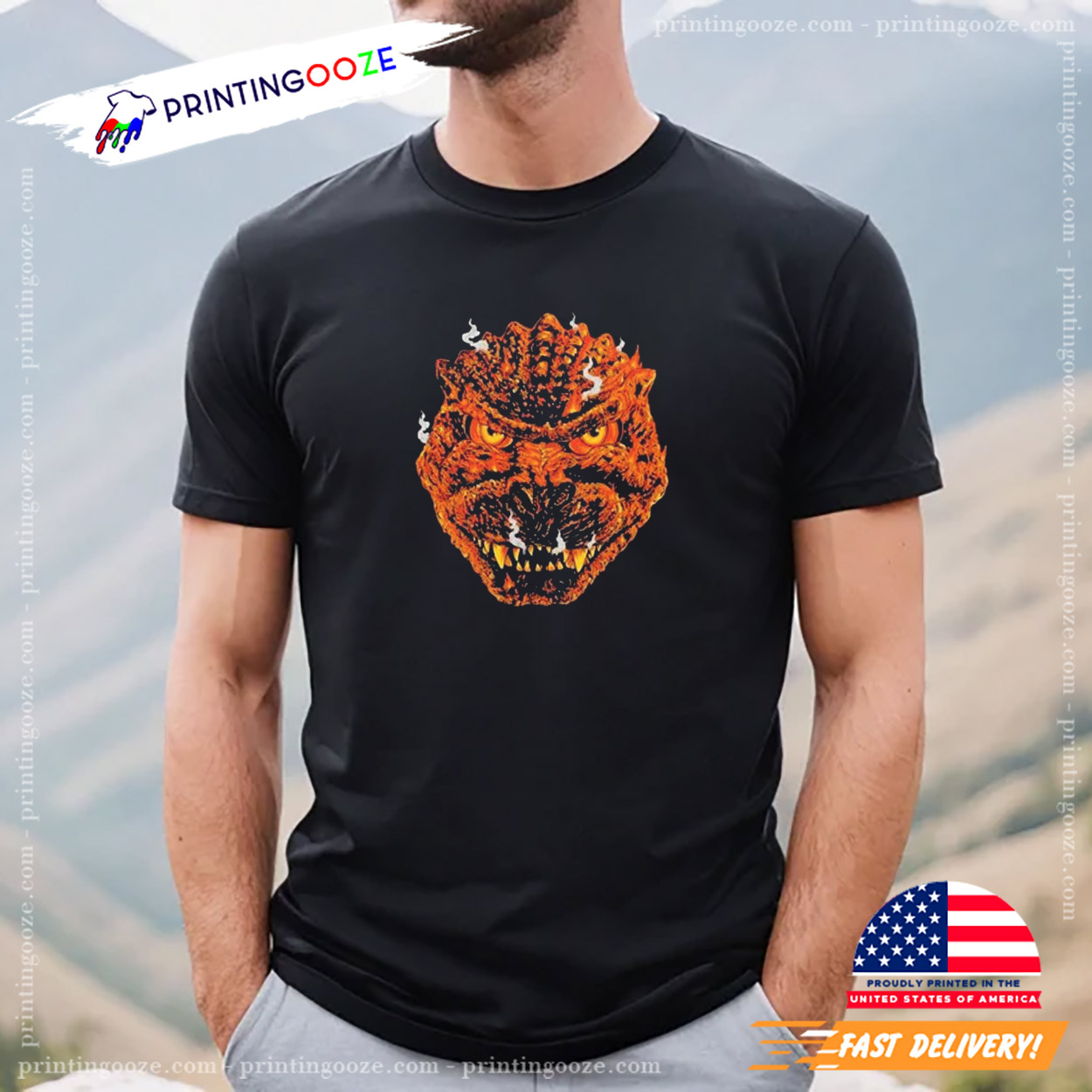Godzilla Burning Face Tee Godzilla Burning Face Tee