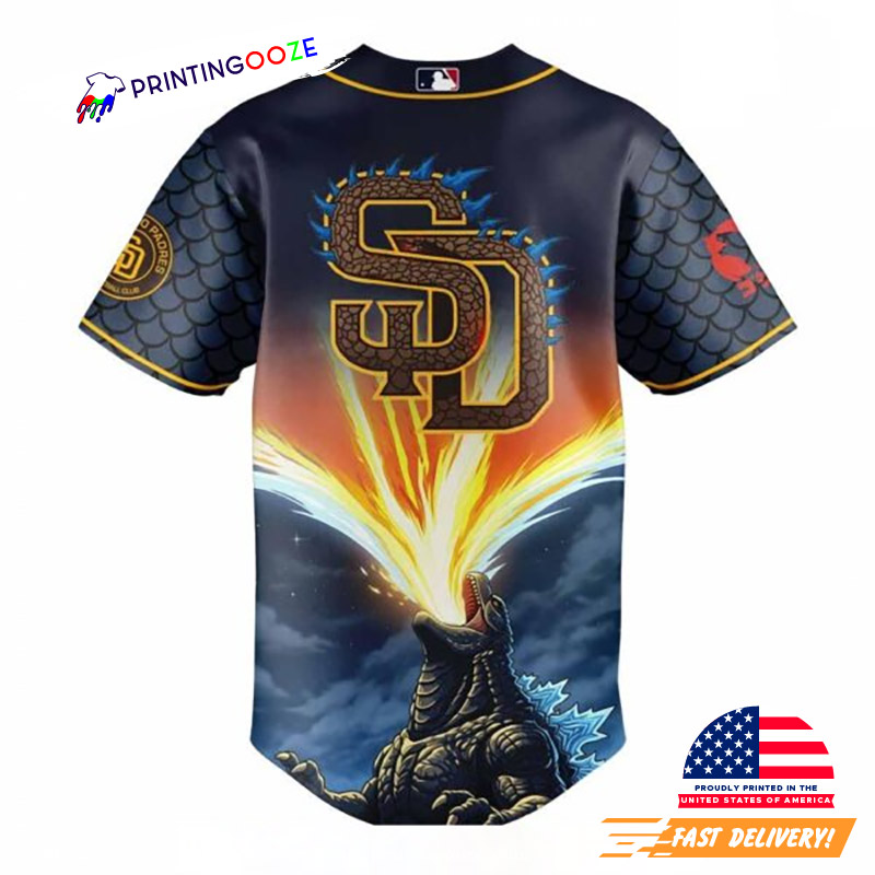 Godzilla San Diego Padres Baseball Jersey Godzilla San Diego Padres Baseball Jersey
