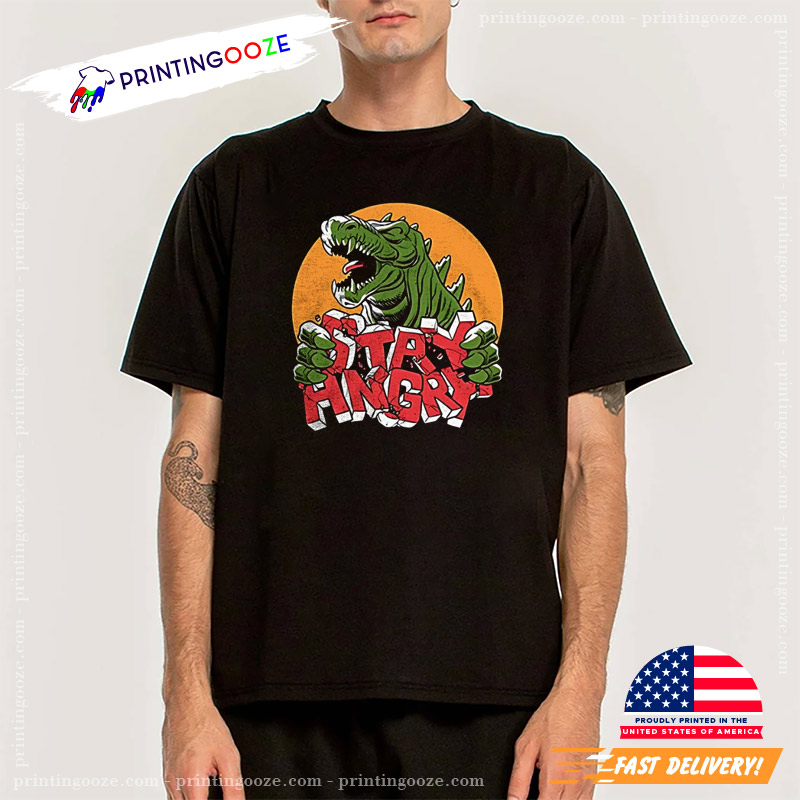 Godzilla Stay Angry Retro Style Graphic Tee Godzilla Stay Angry Retro Style Graphic Tee