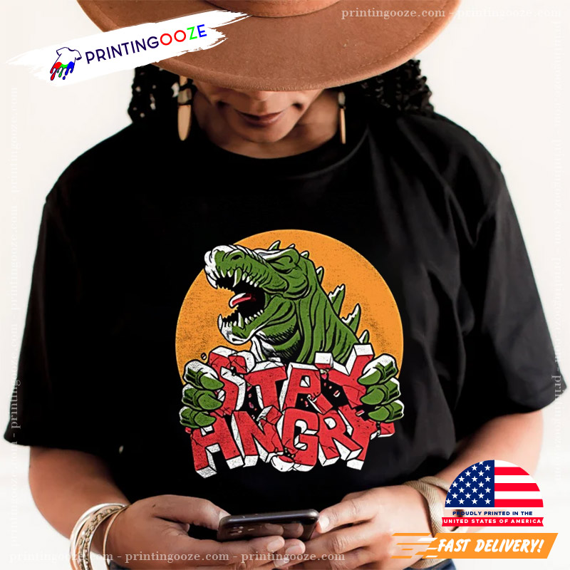 Godzilla Stay Angry Retro Style Graphic Tee Godzilla Stay Angry Retro Style Graphic Tee